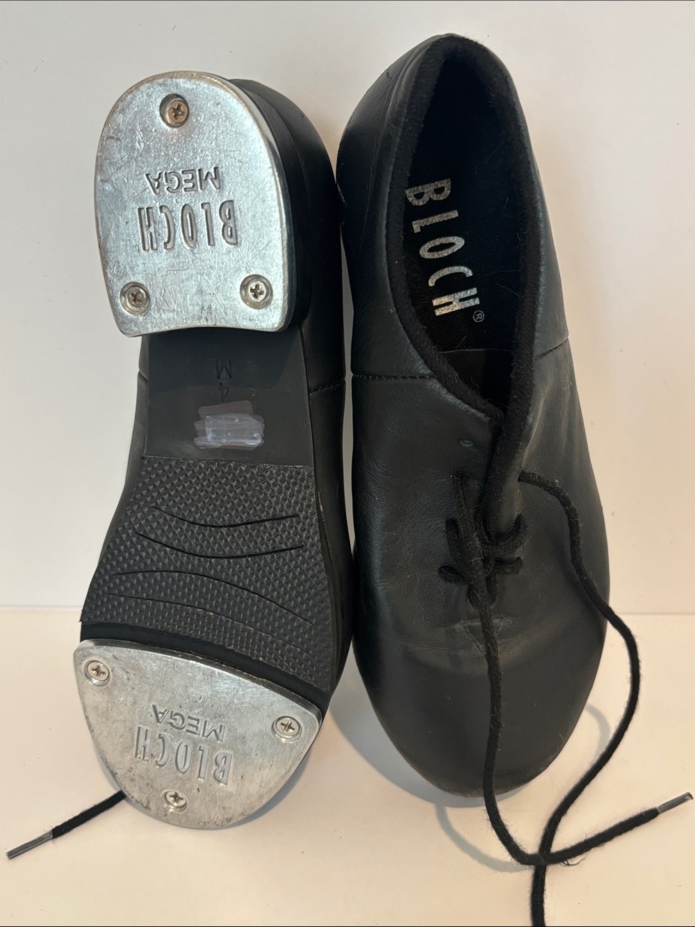 Youth Bloch Black Leather Tap Shoes - Lace-Up Jazz/Practice sz 4
